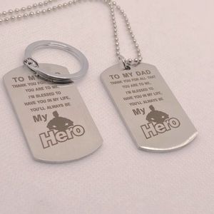 To My Dad Necklace/ Keychain set